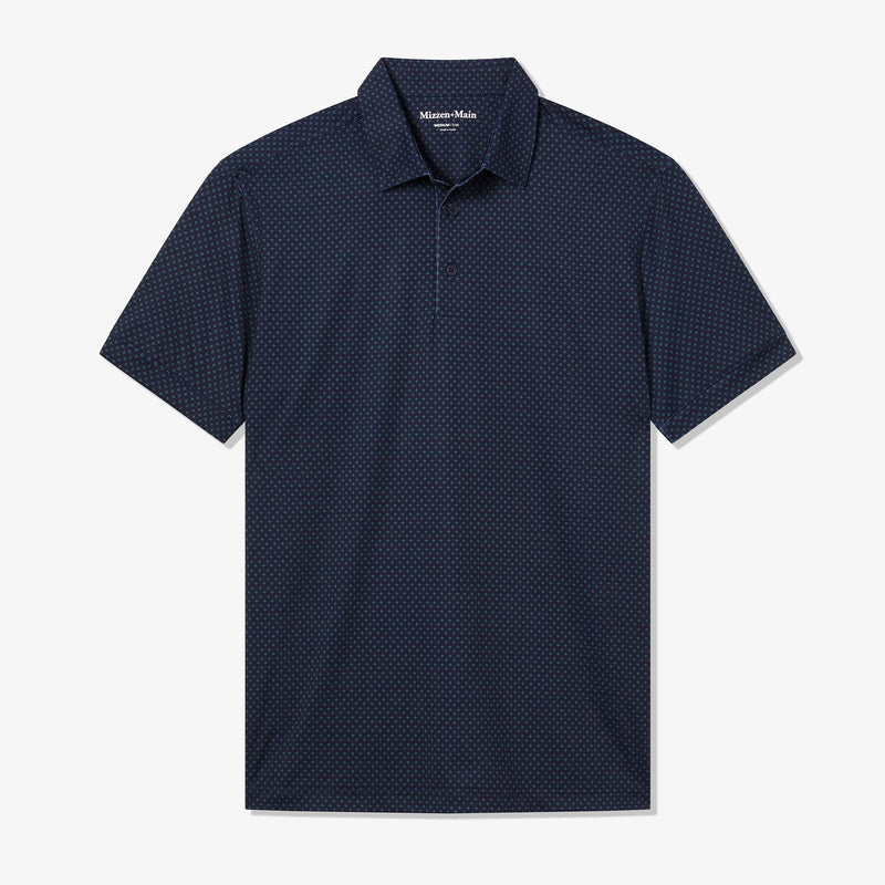 Versa Polo - Navy Star Print, fabric swatch closeup
