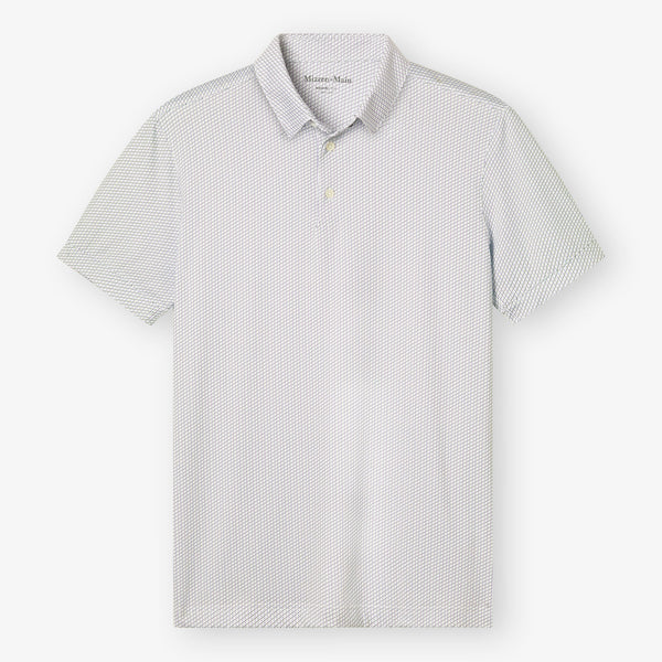 Versa Polo - White Triangle Geo, fabric swatch closeup