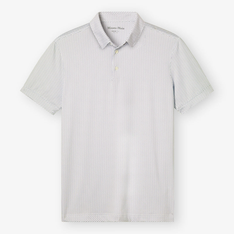 Versa Polo - White Triangle Geo, fabric swatch closeup