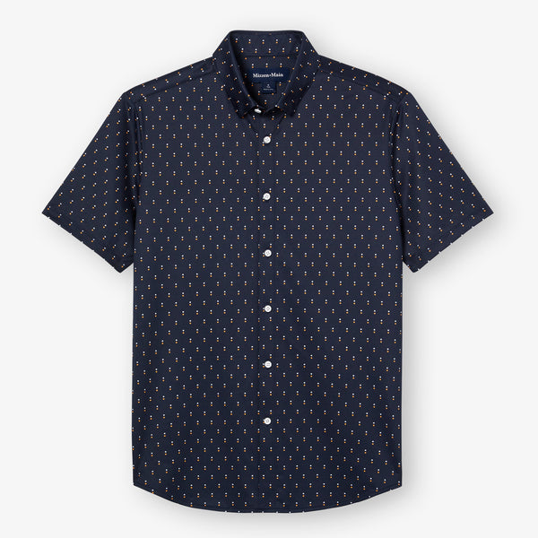Halyard Short Sleeve - Navy Double Dot, fabric swatch closeup