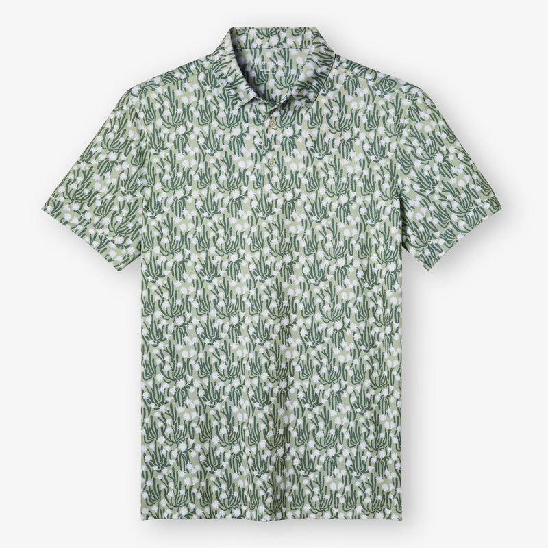 Versa Polo - Fog Green Cacti&nbsp;Floral, fabric swatch closeup