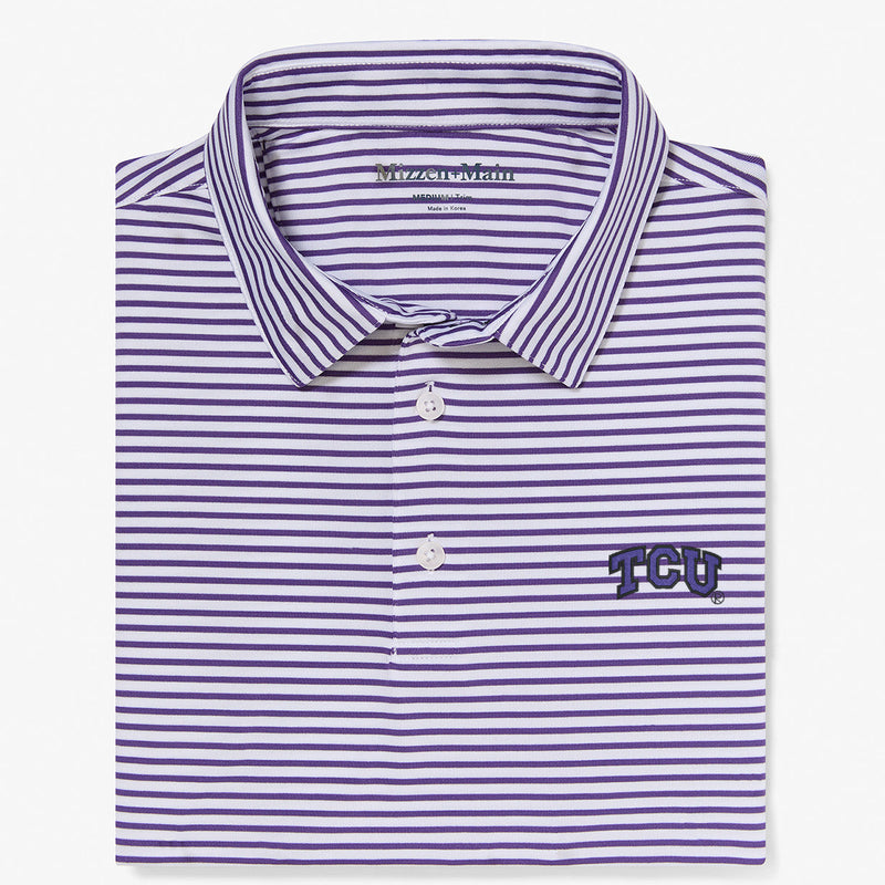 TCU Versa Polo - Purple Stripe, featured product shot
