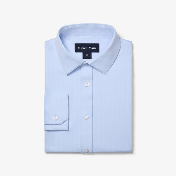 Bateman Dress Shirt - Light Blue Herringbone, featured product shot