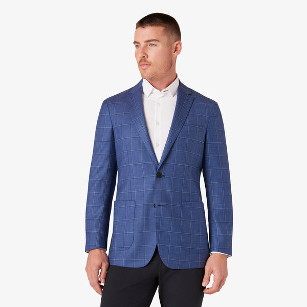 Lavelle Blazer - True Blue Windowpane, fabric swatch closeup