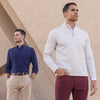 Leeward No Tuck Dress Shirt - Navy Solid, lifestyle/model photo