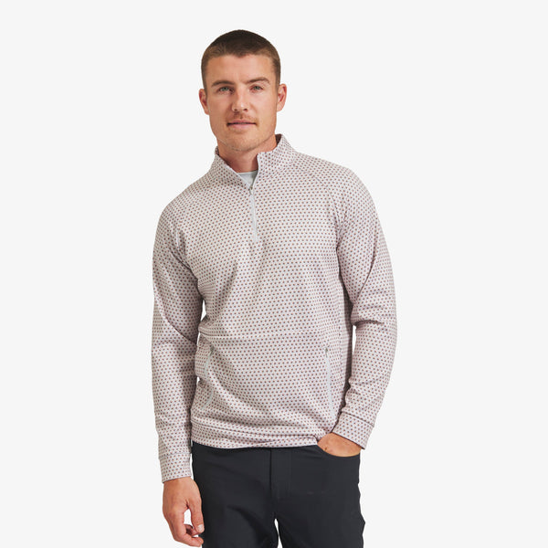 Versa Quarter Zip - Light Gray Geo&nbsp;Print, lifestyle/model photo