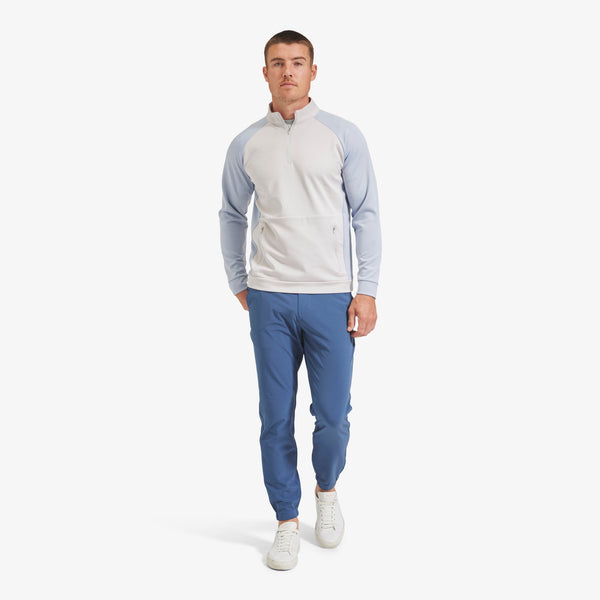 Versa Quarter Zip - Dusty Blue and Micro Chip&nbsp;Colorblock, lifestyle/model photo