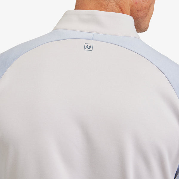 Versa Quarter Zip - Dusty Blue and Micro Chip&nbsp;Colorblock, fabric swatch closeup