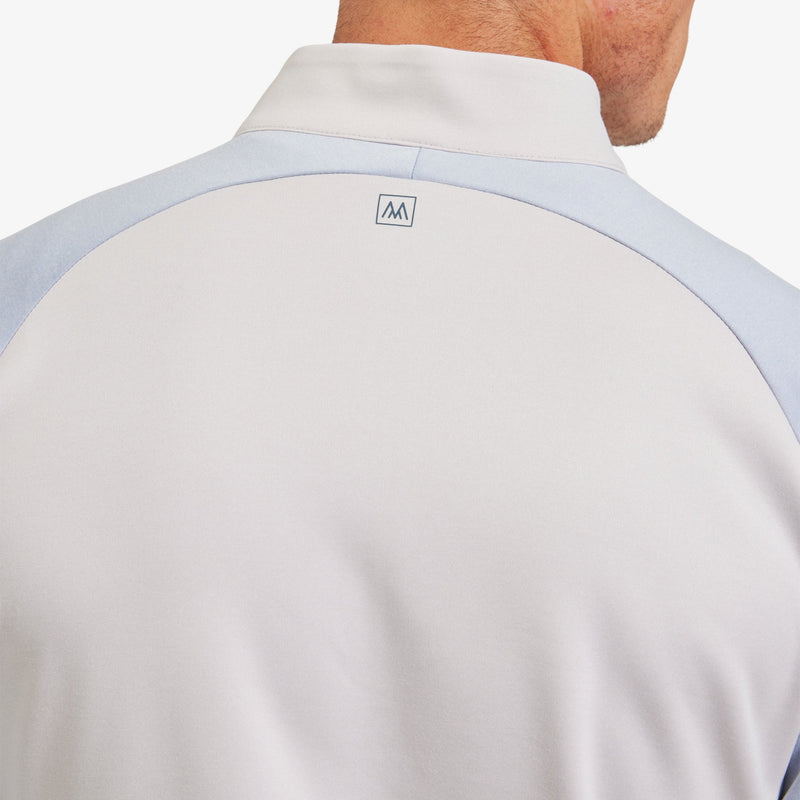 Versa Quarter Zip - Dusty Blue and Micro Chip&nbsp;Colorblock, fabric swatch closeup