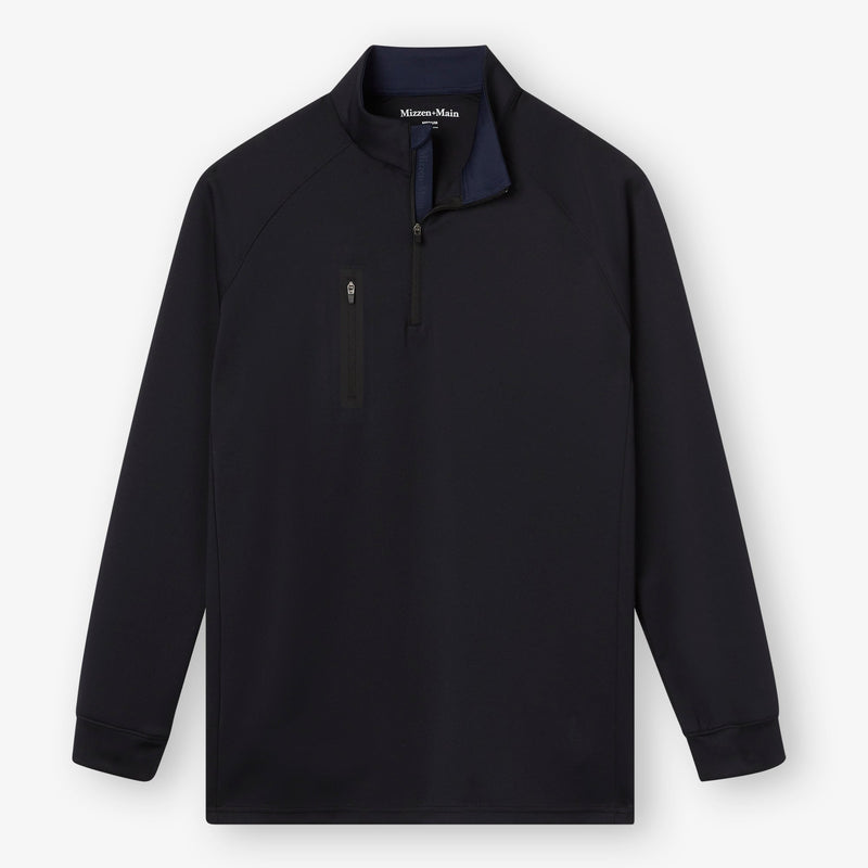 Versa Quarter Zip with Pocket - Black Solid, fabric swatch closeup