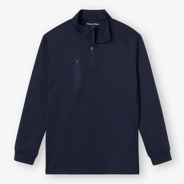 Versa Quarter Zip with Pocket - Navy Solid, fabric swatch closeup
