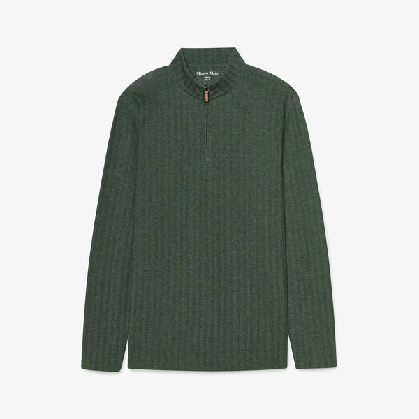 KPI Quarter Zip - Spruce Herringbone, featured product shot