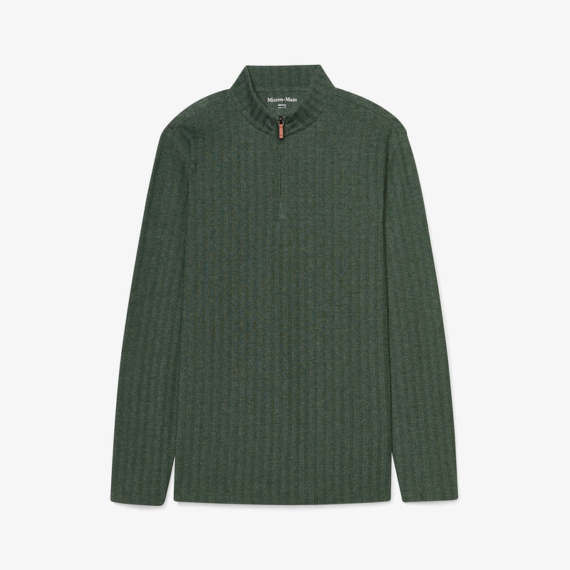 KPI Quarter Zip - Spruce Herringbone, featured product shot