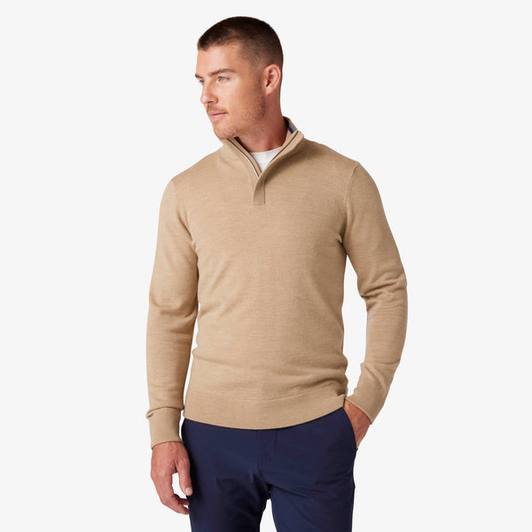 Preston Quarter Zip - Sand Heather, fabric swatch closeup