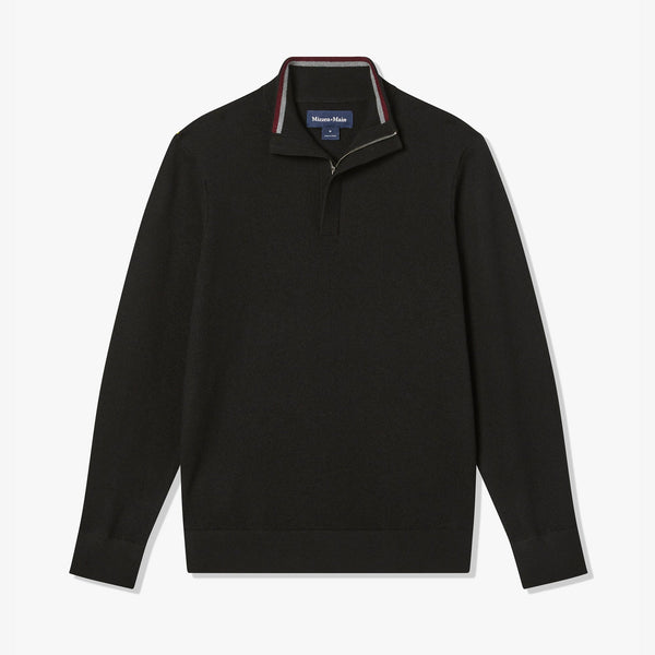 Preston Quarter Zip - Black Solid, fabric swatch closeup