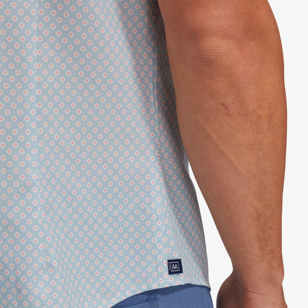 Leeward Short Sleeve - Light Blue Diamond&nbsp;Print, fabric swatch closeup