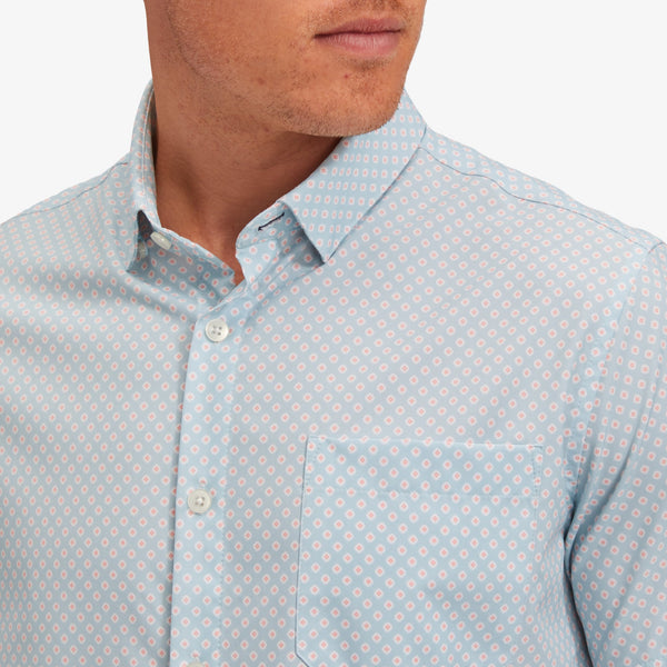 Leeward Short Sleeve - Light Blue Diamond&nbsp;Print, lifestyle/model photo