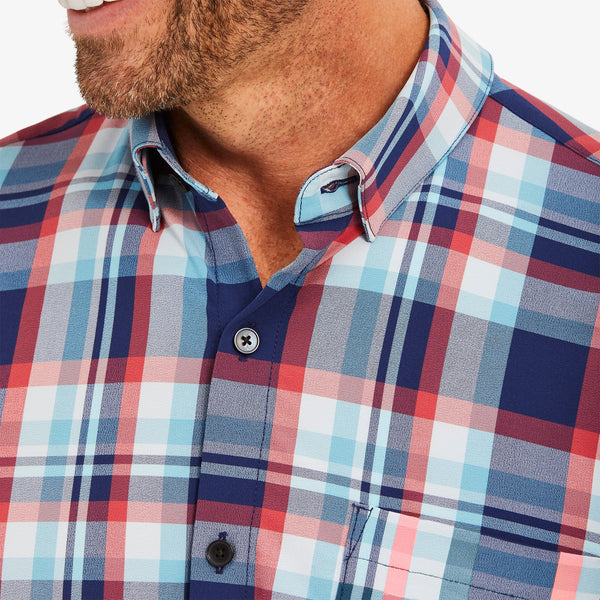 Leeward Short Sleeve - Navy And Red&nbsp;Madras, lifestyle/model photo