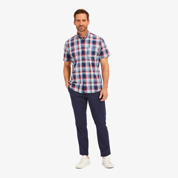Leeward Short Sleeve - Navy And Red&nbsp;Madras, lifestyle/model photo