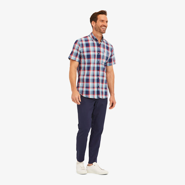 Leeward Short Sleeve - Navy And Red&nbsp;Madras, lifestyle/model photo