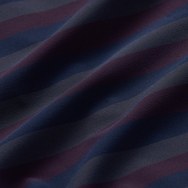Leeward No Tuck Dress Shirt - Navy Burgundy Horizontal&nbsp;Stripe, fabric swatch closeup