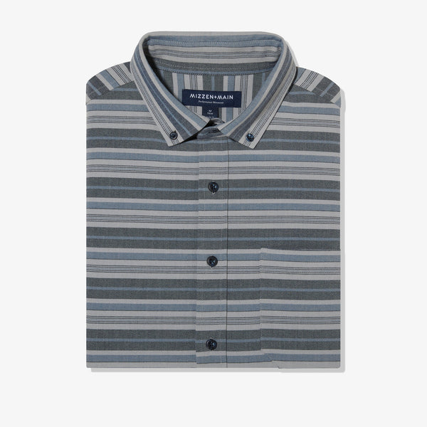 City Flannel - Navy Horizontal Stripe, lifestyle/model photo