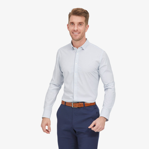 Leeward Dress Shirt - White Navy Plus&nbsp;Print, featured product shot
