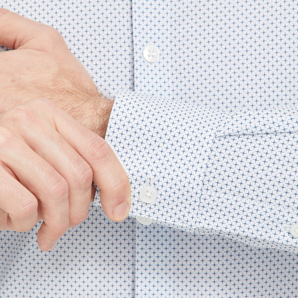 Leeward Dress Shirt - White Navy Plus&nbsp;Print, lifestyle/model photo