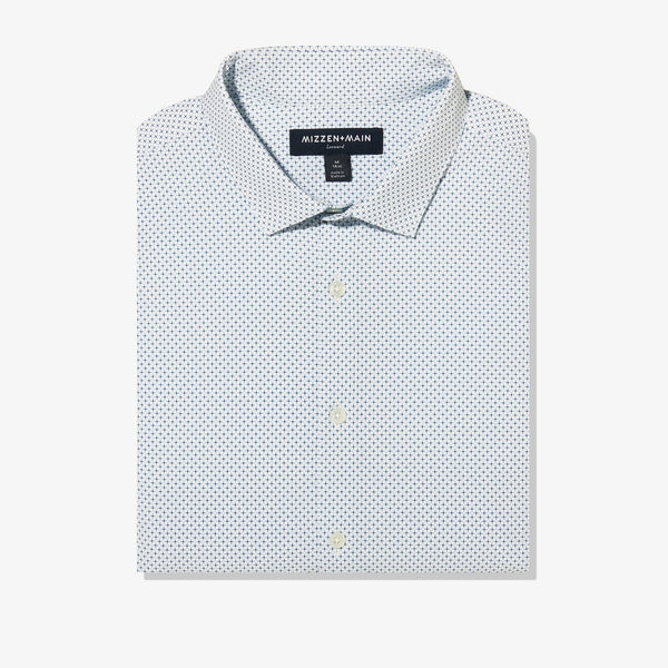 Leeward Dress Shirt - White Navy Plus&nbsp;Print, lifestyle/model photo