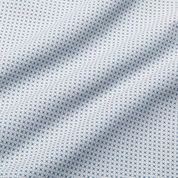 Leeward Dress Shirt - White Navy Plus&nbsp;Print, fabric swatch closeup