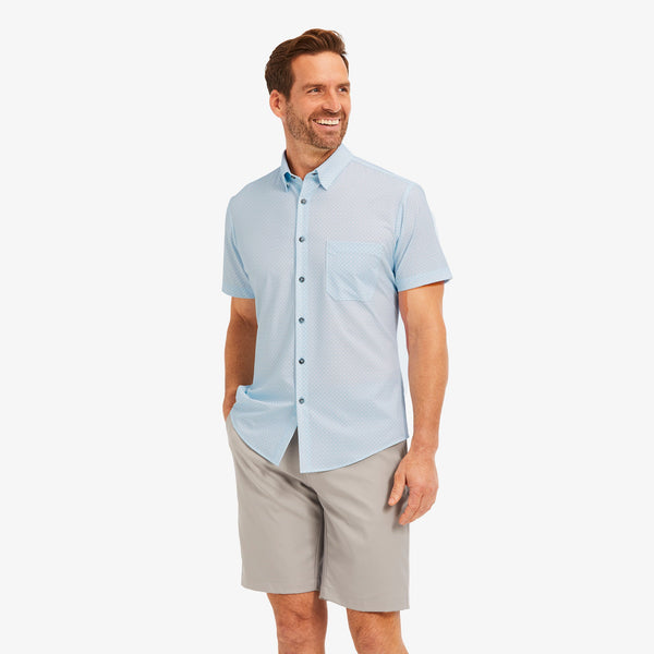 Leeward Short Sleeve - Light Blue Geo&nbsp;Print, lifestyle/model photo