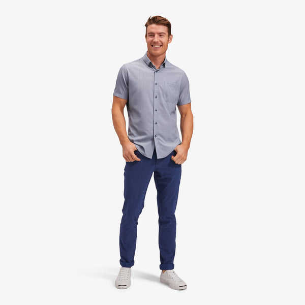 Leeward Short Sleeve - Blue Circle Mini Stripe&nbsp;Print, lifestyle/model photo