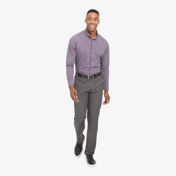 Leeward Dress Shirt - Purple Gray Gingham&nbsp;Check, lifestyle/model photo