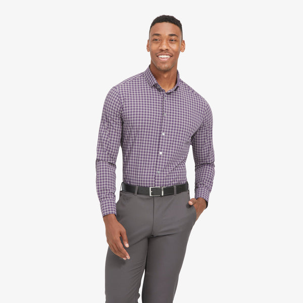 Leeward Dress Shirt - Purple Gray Gingham&nbsp;Check, featured product shot