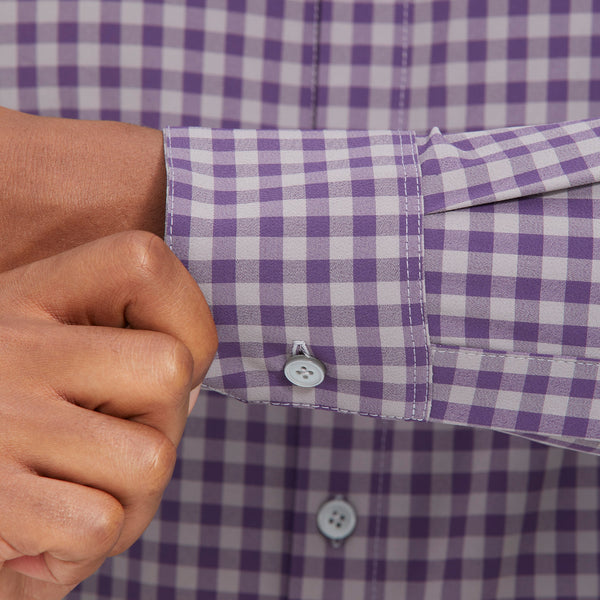 Leeward Dress Shirt - Purple Gray Gingham&nbsp;Check, lifestyle/model photo