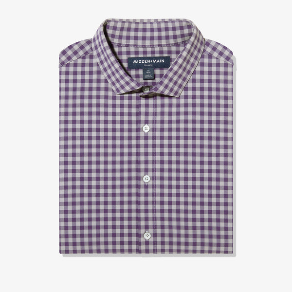 Leeward Dress Shirt - Purple Gray Gingham&nbsp;Check, lifestyle/model photo