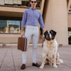 Leeward Dress Shirt - Navy Purple Gingham, lifestyle/model photo