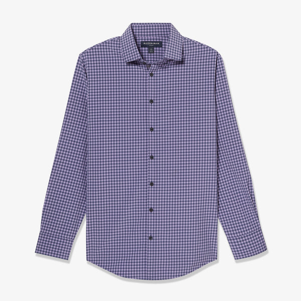 Leeward Dress Shirt - Navy Purple Gingham, lifestyle/model photo