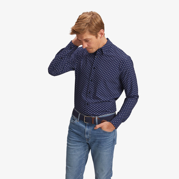 Leeward Dress Shirt - Navy Pink Floral&nbsp;Print, lifestyle/model photo