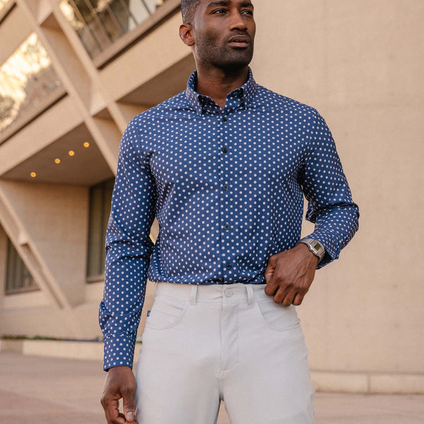 Leeward Dress Shirt - Navy Pink Floral&nbsp;Print, lifestyle/model photo