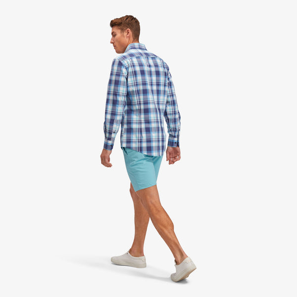 Leeward Dress Shirt - Navy Aqua Multi Large&nbsp;Plaid, lifestyle/model photo