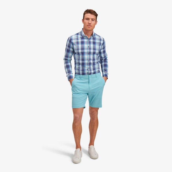 Leeward Dress Shirt - Navy Aqua Multi Large&nbsp;Plaid, lifestyle/model photo
