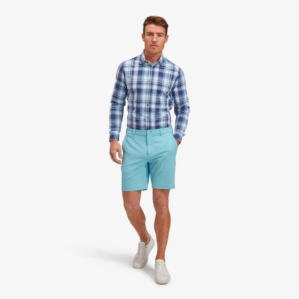 Leeward Dress Shirt - Navy Aqua Multi Large&nbsp;Plaid, lifestyle/model photo