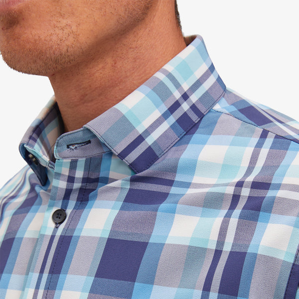 Leeward Dress Shirt - Navy Aqua Multi Large&nbsp;Plaid, lifestyle/model photo