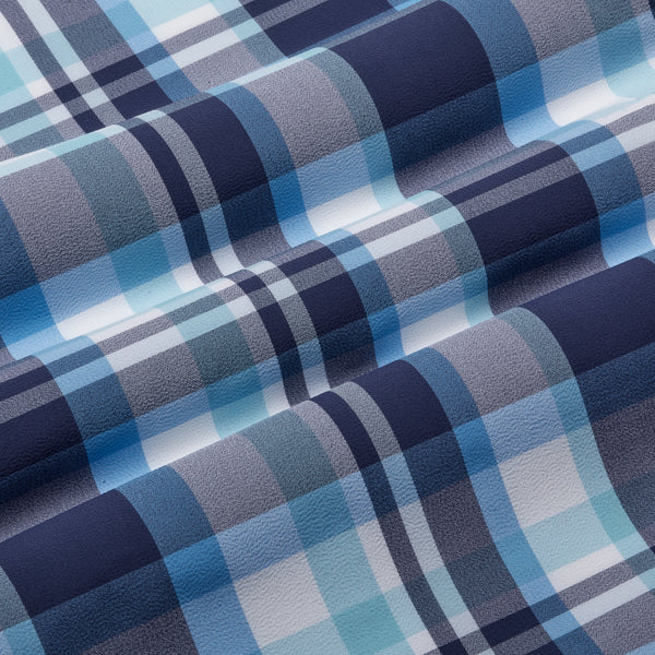 Leeward Dress Shirt - Navy Aqua Multi Large&nbsp;Plaid, fabric swatch closeup