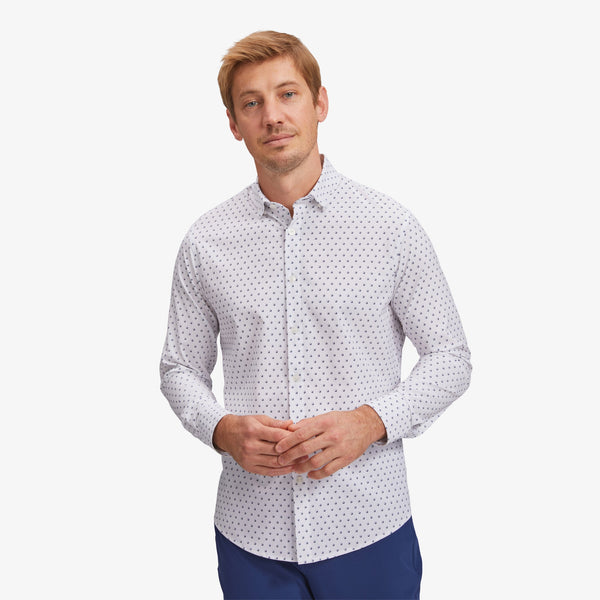 Leeward No Tuck Dress Shirt - Navy Gray Geo Box&nbsp;Print, featured product shot