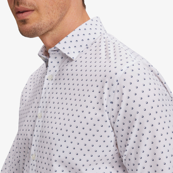 Leeward No Tuck Dress Shirt - Navy Gray Geo Box&nbsp;Print, lifestyle/model photo