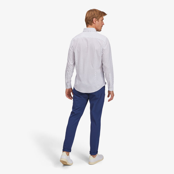 Leeward No Tuck Dress Shirt - Navy Gray Geo Box&nbsp;Print, lifestyle/model photo