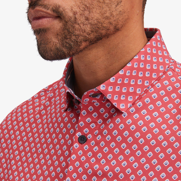 Leeward Short Sleeve - Faded Red Foulard&nbsp;Print, fabric swatch closeup