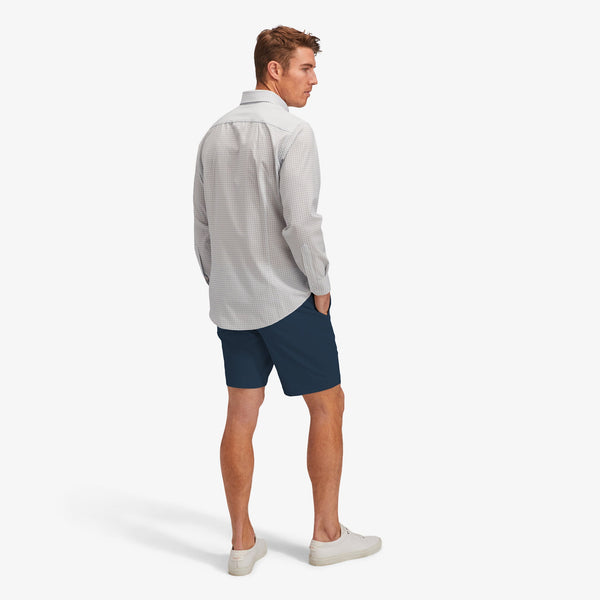 Leeward Dress Shirt - Gray Geo Basketweave&nbsp;Print, lifestyle/model photo